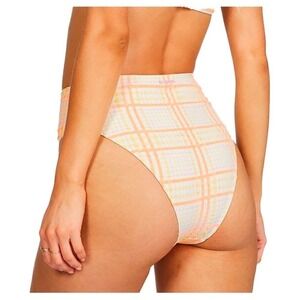 Billabong Pretty Plaid High Bikini Bottom Multi-Color Women's Size L NWOT